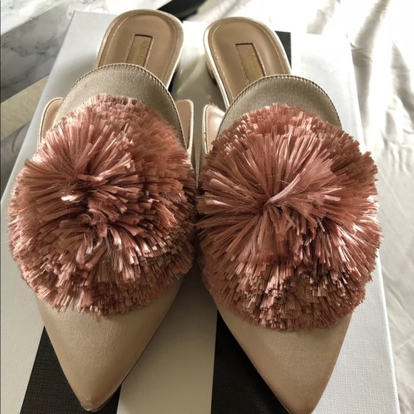 aquazzura powder puff mules